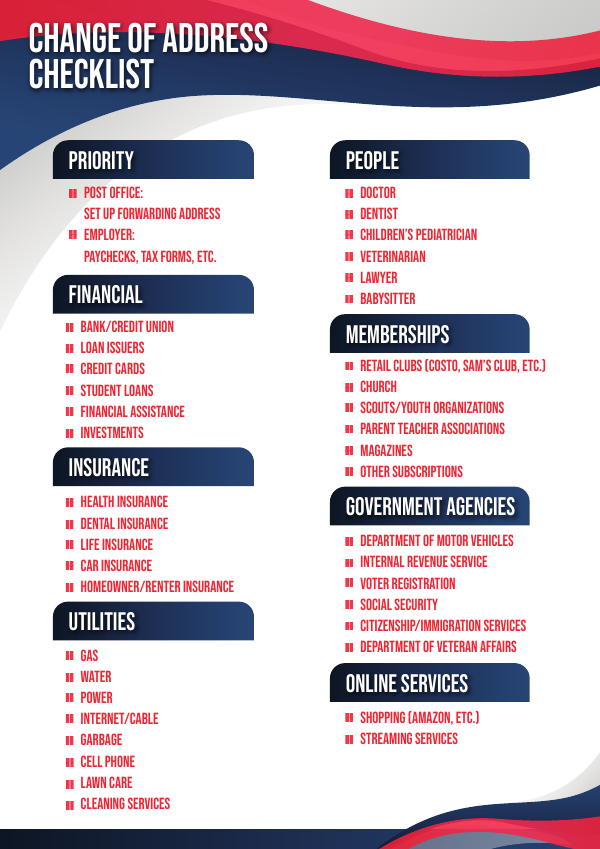 Change of Address Checklist preview